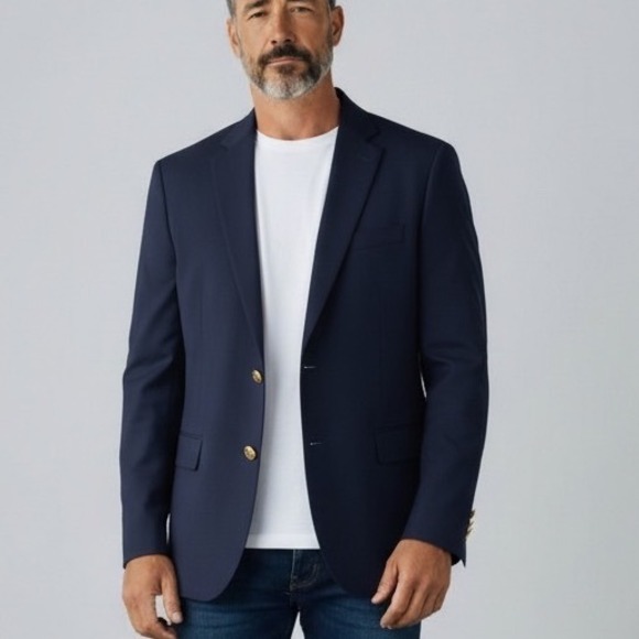 Stafford Other - NWT Stafford Executive Classic Fit Blazer Navy Wool Men 48 REG Gold‎ Buttons